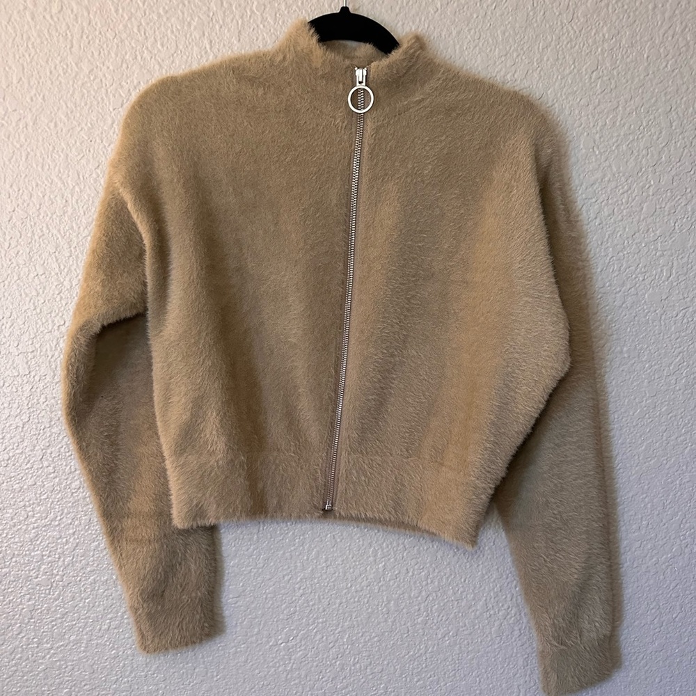 Gymshark X Whitney Simmons Eyelash Knit Jacket, Cement Brown, Small - Picture 3 of 11